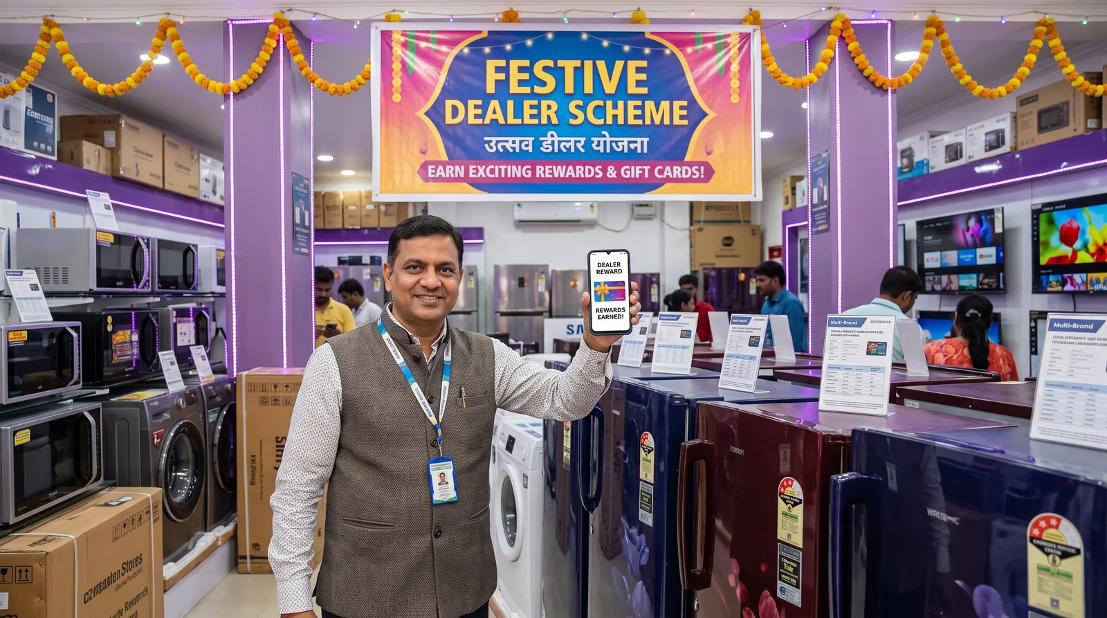 Dealer store owner with festive incentive reward